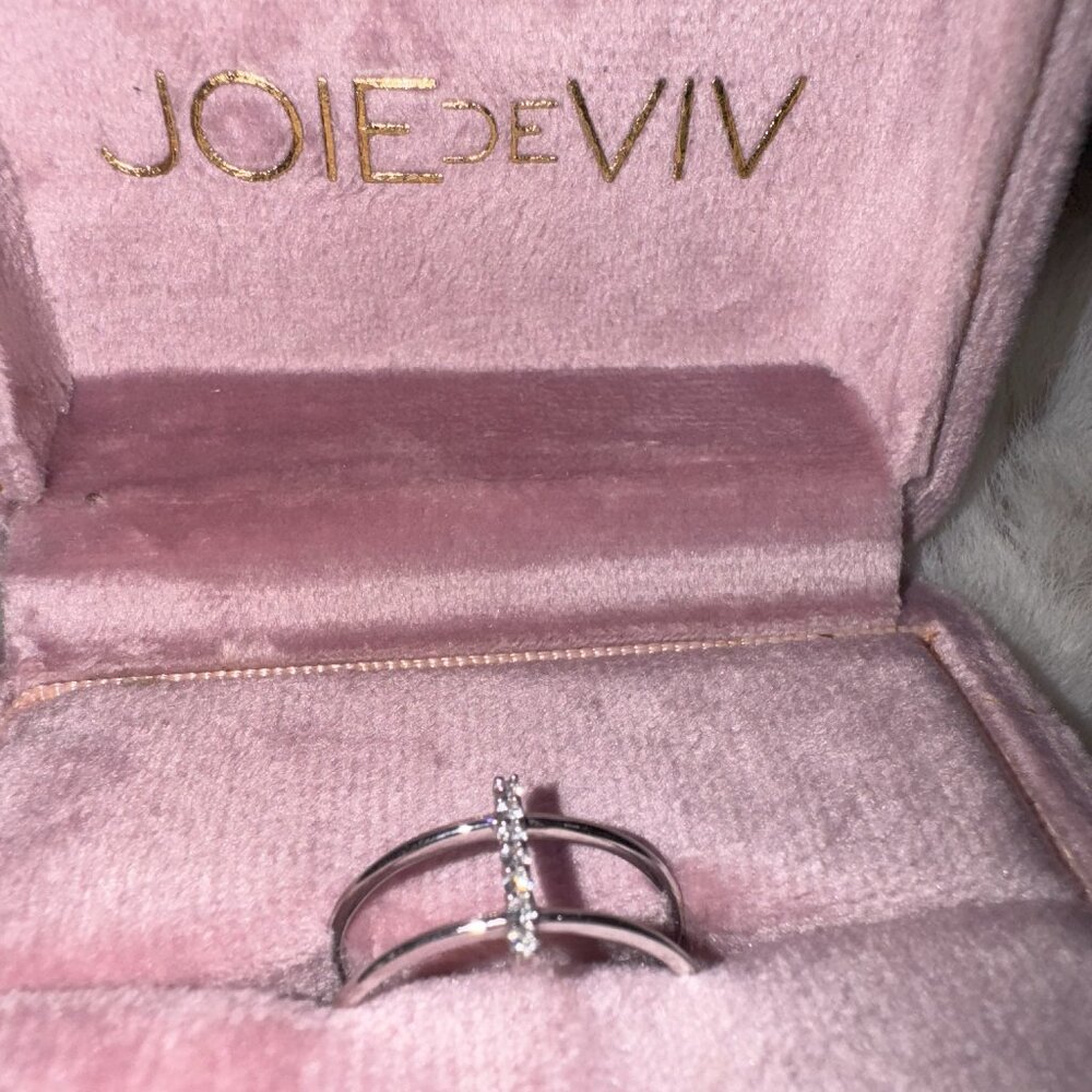 Joie de Viv Lab-Grown Diamond Double Bar Ring in Sterling Silver, size 8
